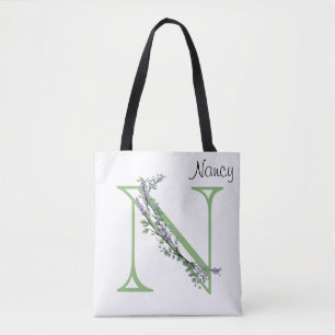 Alfabet brev N,Monogram Lavender Eucalyptus Tygkasse