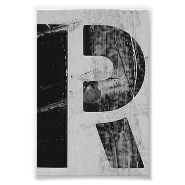 Alfabet Brev Photography R2 Black and White 4x6 Fototryck (Framsidan)