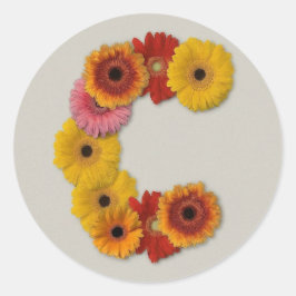 Alfabet C i Blommor Runt Klistermärke