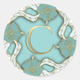 Alfabet c monogram runt klistermärke