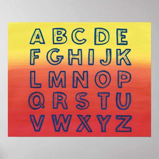 Alfabet Diagram Upper Fodral Brev Sunset Ombre Poster (Framsidan)