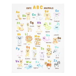 Alfabet Djur ABC Söta djur  Fototryck