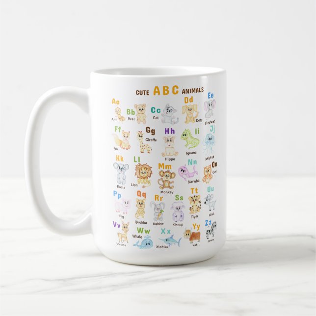 Alfabet Djur ABC Söta djur  Kaffemugg (Vänster)