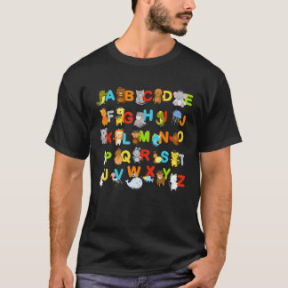 Alfabet Djur Lärande Abc Söt Urial Utbildning T Shirt