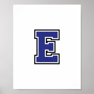 Alfabet E i Blue Färg Poster