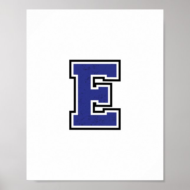 Alfabet E i Blue Färg Poster (Framsidan)