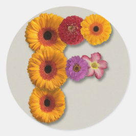 Alfabet F i Blommor Runt Klistermärke