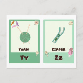 Alfabet Flashkort, ABC Utbildningskort Y,Z Vykort