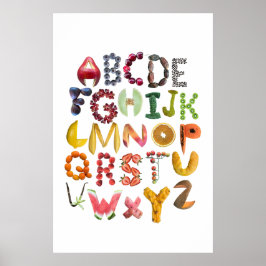 Alfabet Food Art med ABC-frukter Poster
