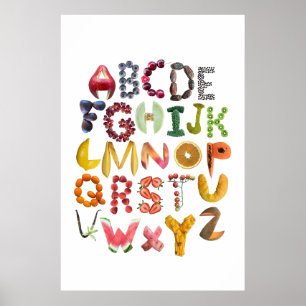 Alfabet Food Art med ABC-frukter Poster