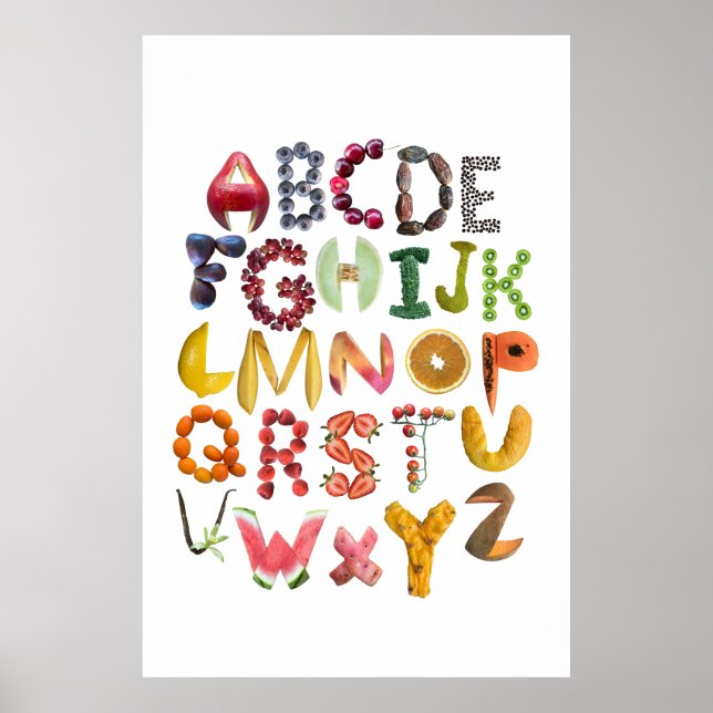 Alfabet Food Art med ABC-frukter Poster (Framsidan)