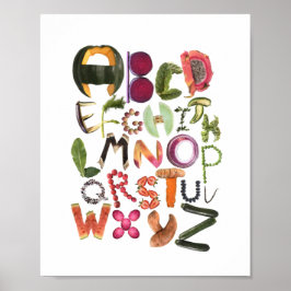 Alfabet Food Art med frukt och grönsaker - Poster