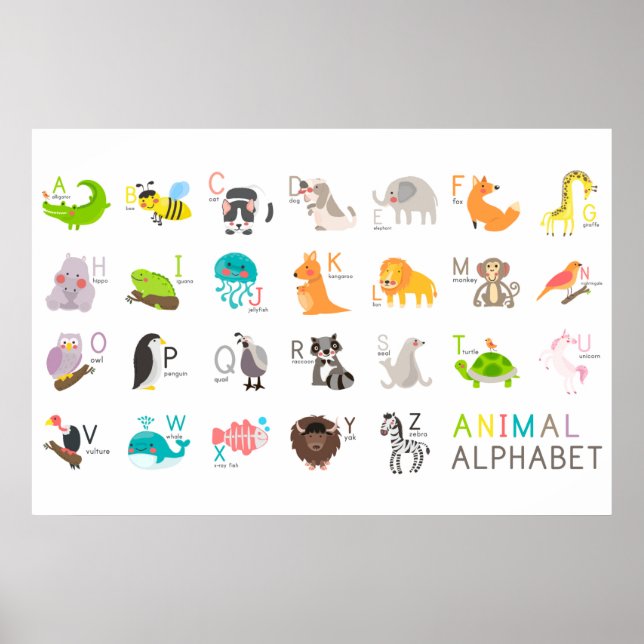 Alfabet för akut djurdjur poster (Framsidan)
