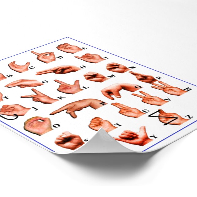 Alfabet för amerikanska teckenspråk, ASL-Dövet Pos Poster (Hörn)