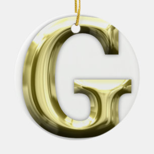 Alfabet för G för guld- brev skina guld- Julgransprydnad Keramik