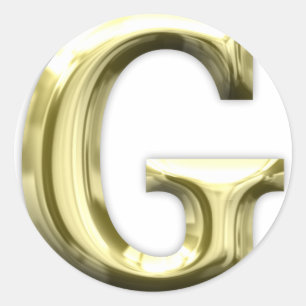 Alfabet för G för guld- brev skina guld- Runt Klistermärke