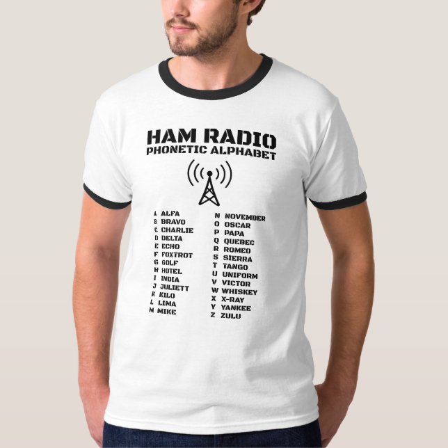 Alfabet för minimalistisk ham-radio Nato T Shirt (Framsida)