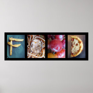 Alfabet Fotography Collage, FOOD Brev Ord Art Poster