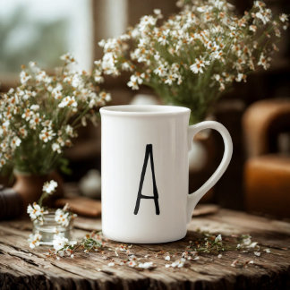 Alfabet ger modern monogram benet China Mugg Benporslin Mugg