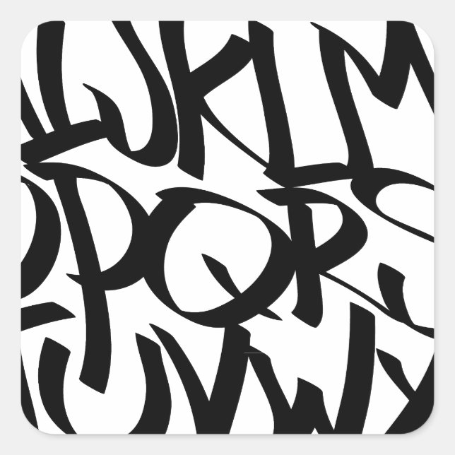 alfabet graffiti fyrkantigt klistermärke (Framsida)