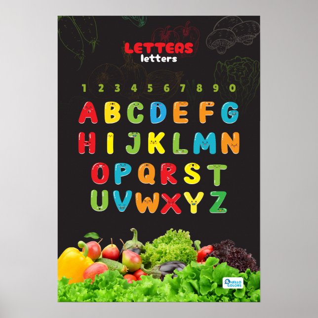 Alfabet med frukt och grönsaker poster (Framsidan)