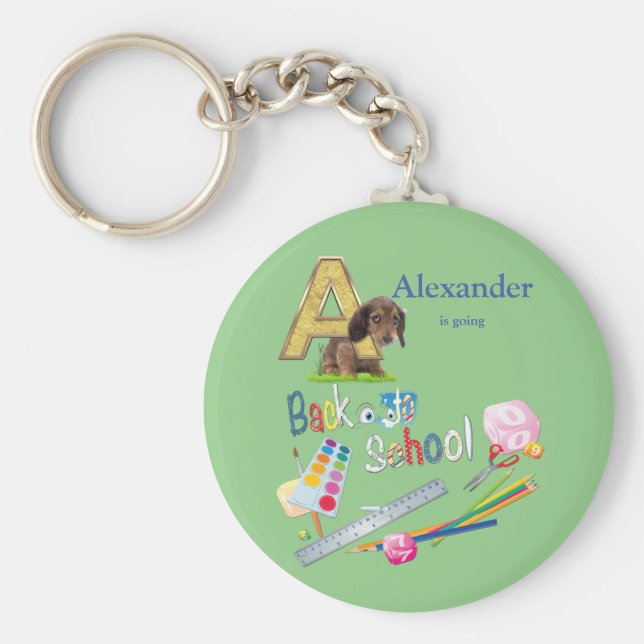 Alfabet med versaler Back to school Nyckelring (Framsidan)