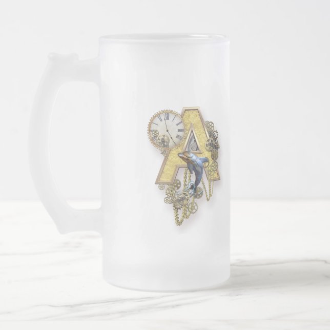 Alfabet-monogram huvudstad-brev A Frostat Ölglas (Vänster)