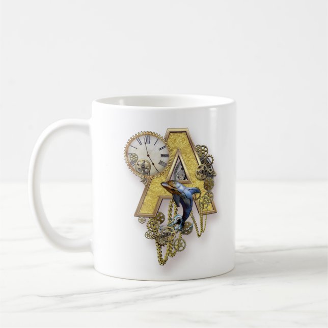 Alfabet-monogram huvudstad-brev A Kaffemugg (Vänster)