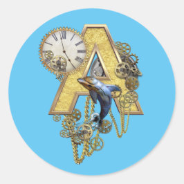 Alfabet-monogram huvudstad-brev A Runt Klistermärke