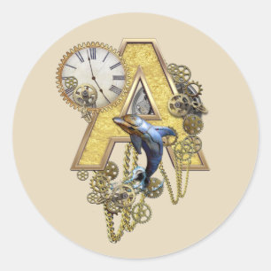 Alfabet-monogram huvudstad-brev A Runt Klistermärke