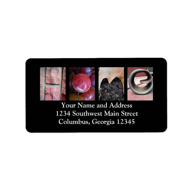 Alfabet Photography Collage, HOME Brev Ord Art Adressetikett (Framsidan)