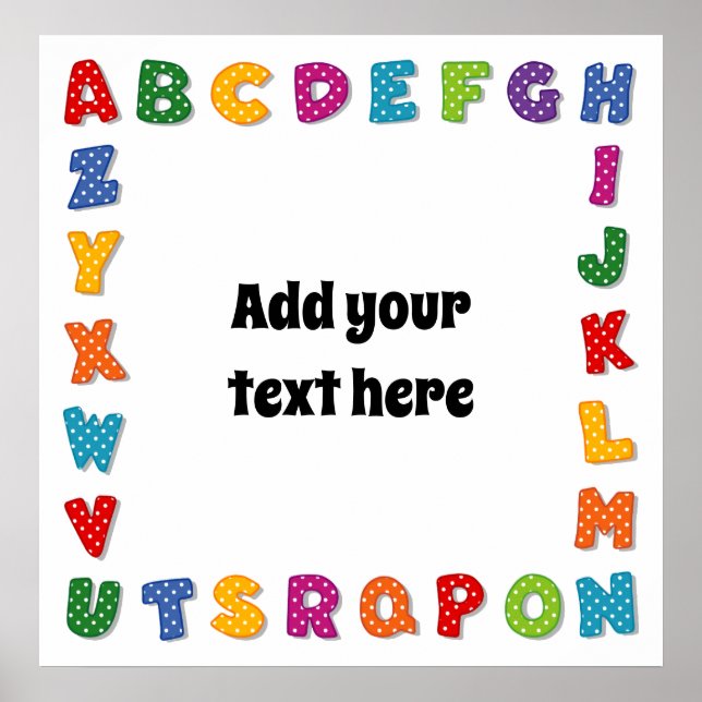 Alfabet Poster i Polka dots, lägg till texten (Framsidan)