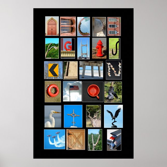 Alfabet som är utskrivet med bild brev poster (Framsidan)