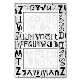 Alfabet Typography Tated Namn Place Card Bordsnummer