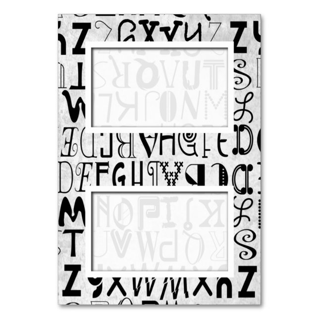 Alfabet Typography Tated Namn Place Card Bordsnummer (Framsidan)