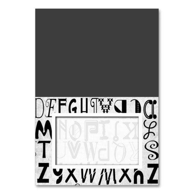 Alfabet Typography Tated Namn Place Card Bordsnummer (Framsidan)