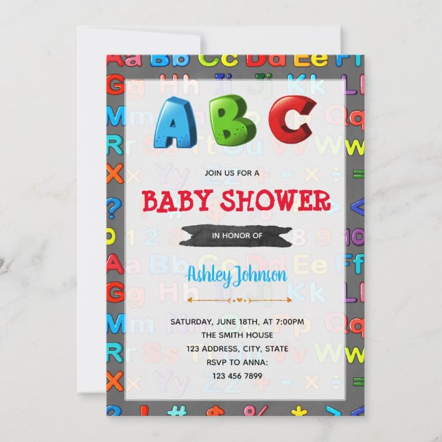 Alfabetbaby showerinbjudan inbjudningar (Framsida)