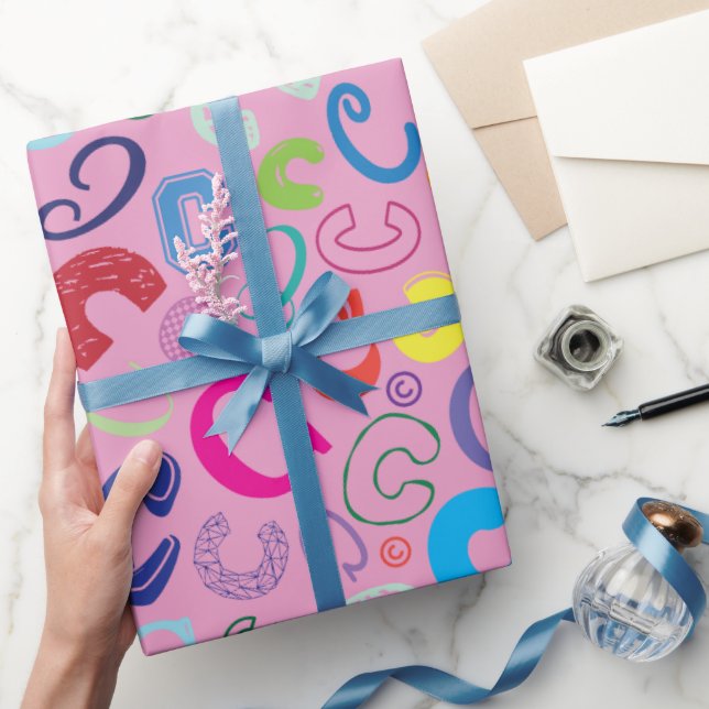 Alfabetbokstav C presentpapper - rosa (Gifting)