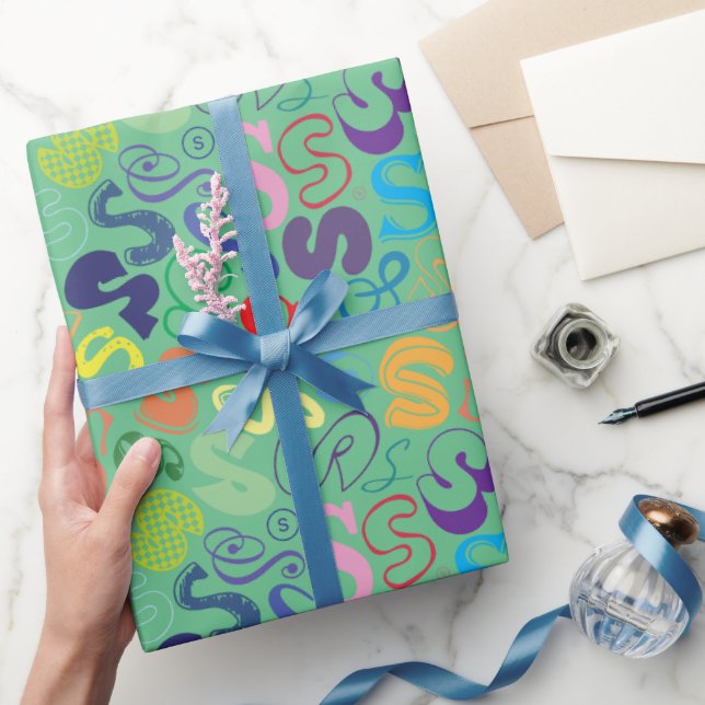 Alfabetbokstav S presentpapper - Grön (Gifting)