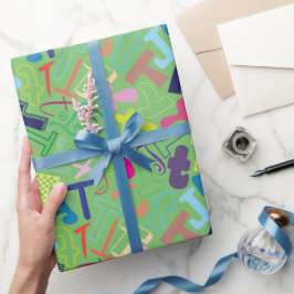 Alfabetbokstav T Inpackningspapper - Grön Presentpapper