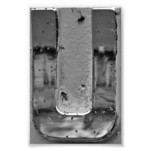 Alfabetbrevfotografi U3 svartvit 4x6 Fototryck