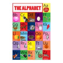 Alfabetdiagram färgglatt med bilder för barn