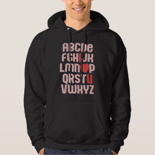 ALFABETET ABC JAG ÄLSKAR DIG Alla hjärtans dag Hjä Hoodie