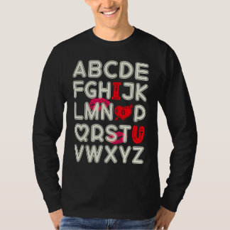 Alfabetet ABC Jag älskar dig Alla hjärtans dags hj T Shirt