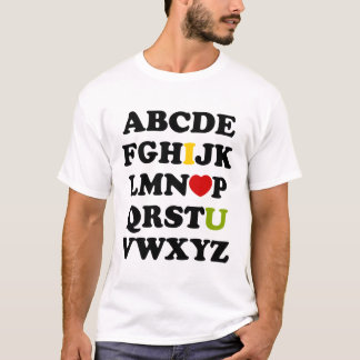 Alfabetet älskar jag dig skjortamanen för vit T Shirt