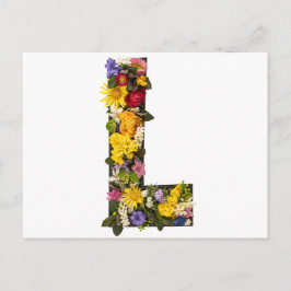 Alfabetet bokstäver blommor  vykort