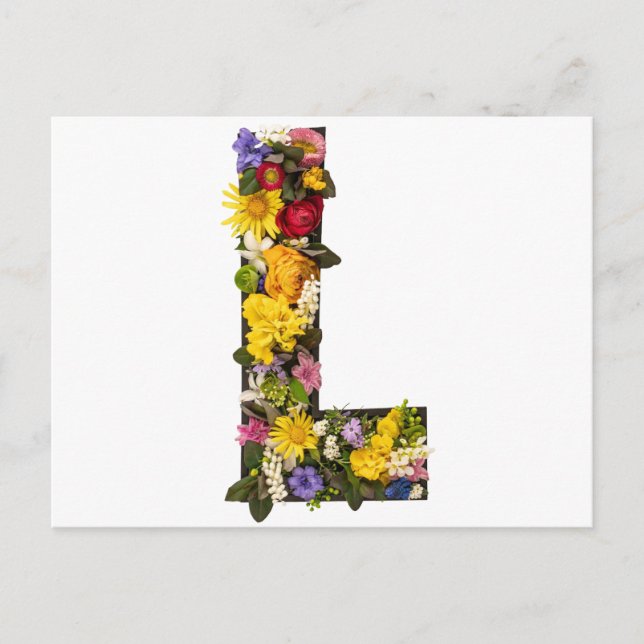 Alfabetet bokstäver blommor  vykort (Framsida)