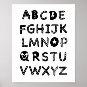 Alfabetet dekoration för barnkammare ABC bilder ut Poster