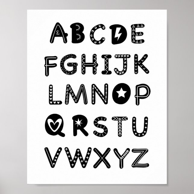 Alfabetet dekoration för barnkammare ABC bilder ut Poster (Framsidan)