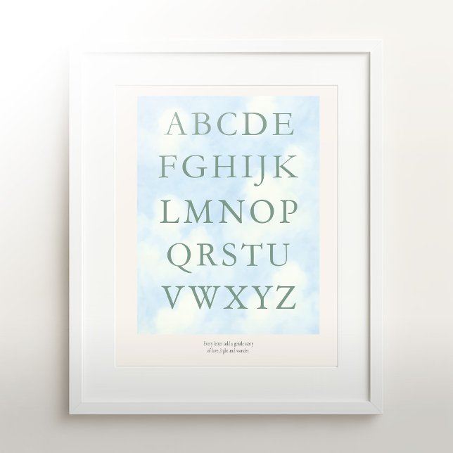 Alfabetet – Grön Nursery ABC Väggkonst (16×20) (Skapare uppladdad)